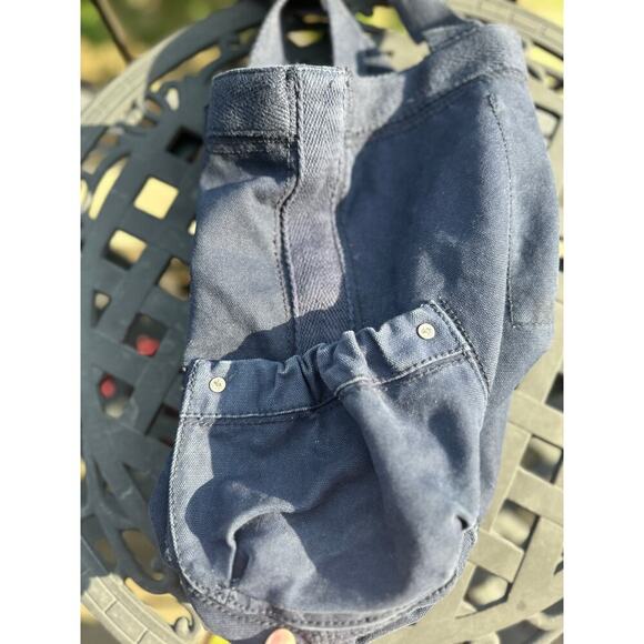 Vintage Y2K Abercrombie Navy Canvas Tote Bag 2000s Logo Shoulder Bag A&F - Picture 3 of 7